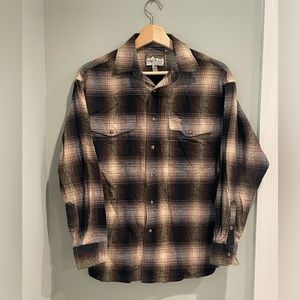 Powder River Brown Pearl‎ Snap Button Up Long Sleeve- Size S